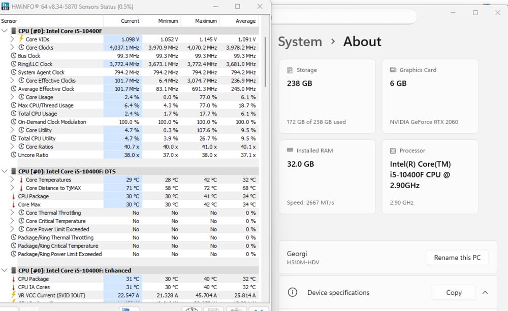 Процесор Intel i5-10400f + дъно