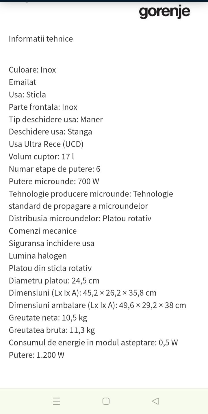 Cuptor cu microunde Gorenje