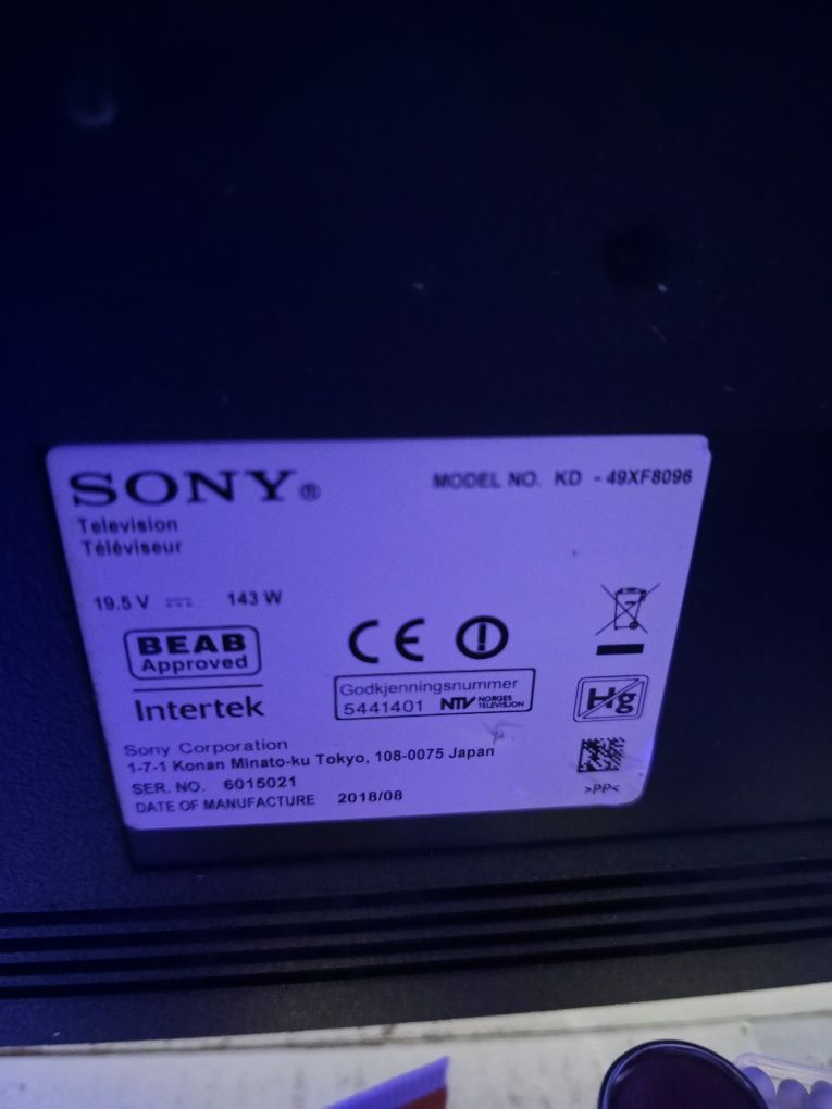 Sony bravia 49"  повреден