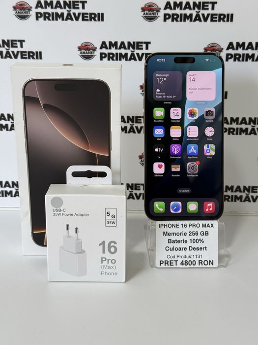 Iphone 16 PRO MAX 256 GB Desert Titanium 100% Baterie