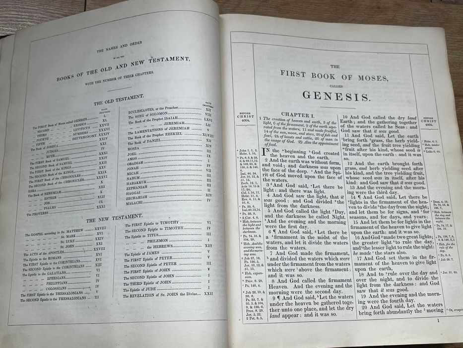 Biblia / Biblie veche ,engleza,1847, 6 kg, coperta piele, 33x25x9 cm