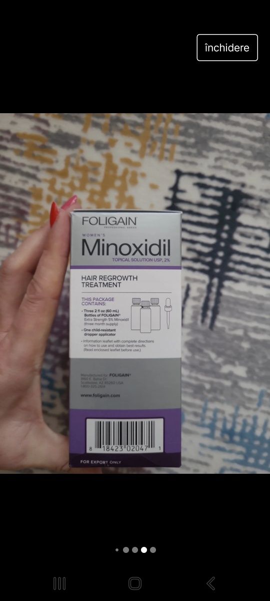 Minoxidil 2%, 2 flacoane sigilate, 100 ron,fara pipeta