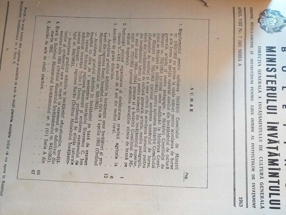 22 Buletine Oficiale Ministerului Invățământ. Rep.Soc Rom.vechi 70 ani