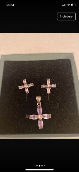 Set de argint cu piatra mov