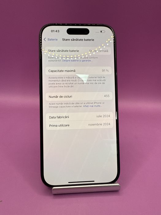 Iphone 15 Pro 256gb baterie 91 •Matei Amanet Crangasi-•18941