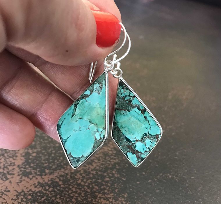 Cercei Argint 925 Vintage cu Pietre Semipretioase Turcuaz