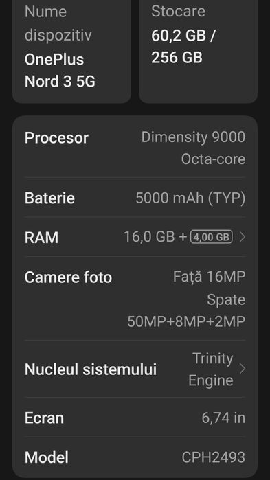 OnePlus Nord 3, 5G, 16GB+4 GB RAM, 256GB