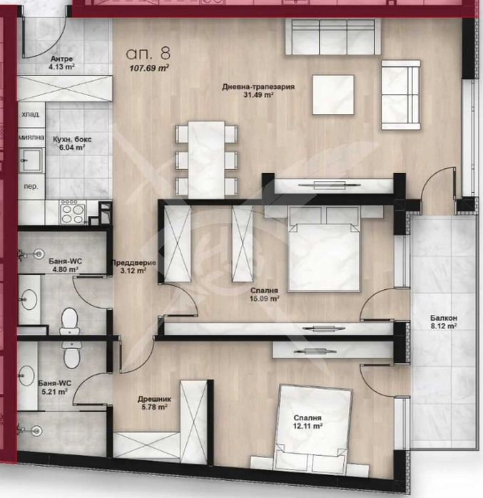 Тристаен апартамент в жк. Люлин 2 № 95257
