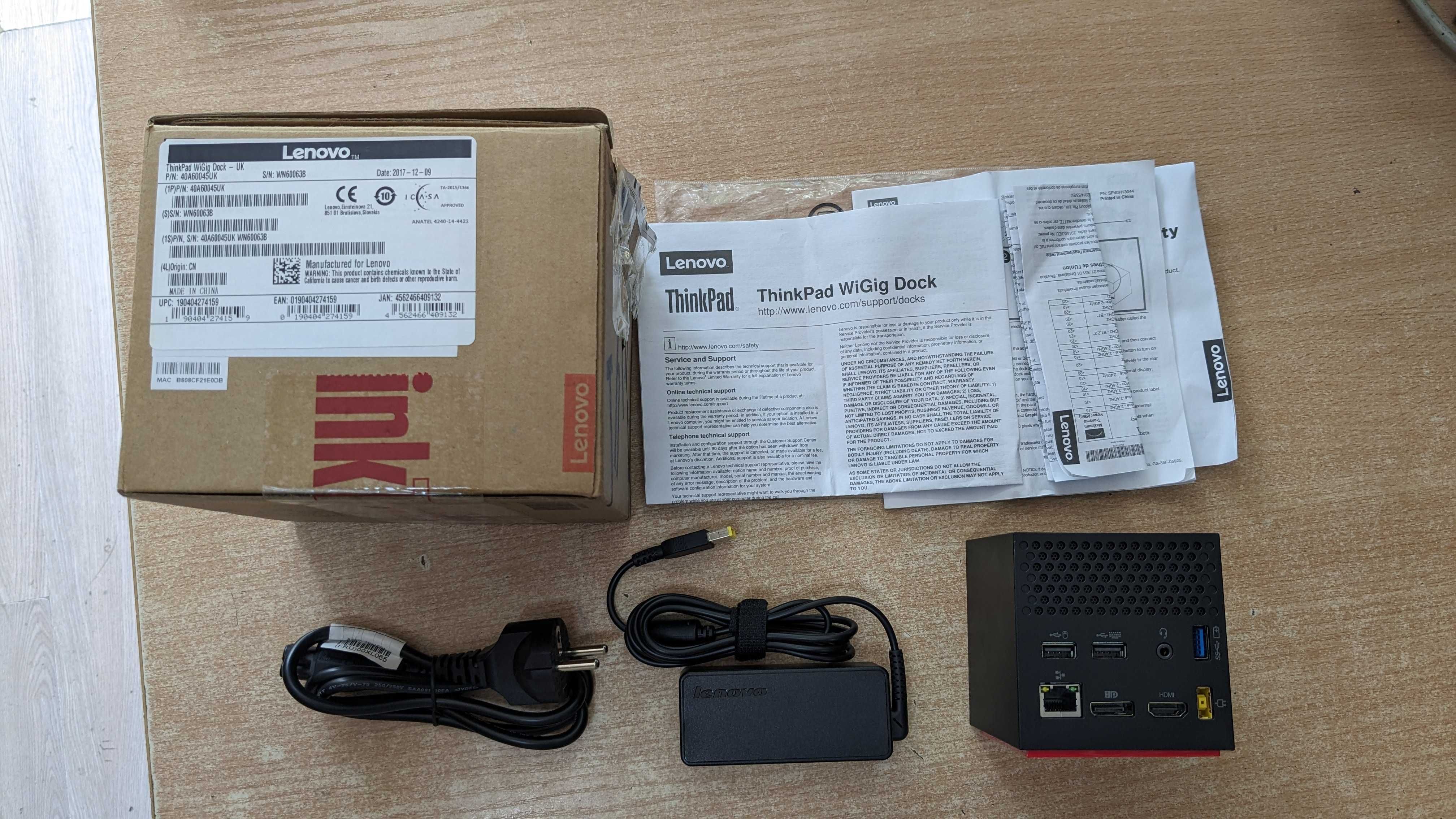 Безжична докинг станция Lenovo ThinkPad WiGig Dock 40A6 + Гаранция 24м