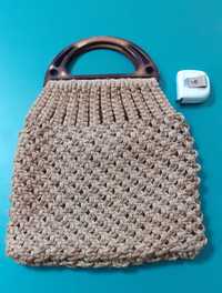 Стара конопена,плетена пазарска чанта- НЕИЗПОЛЗВАНА