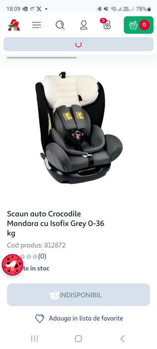 Scaun auto Crocodile Mandara cu Isofix Grey 0-36 kg