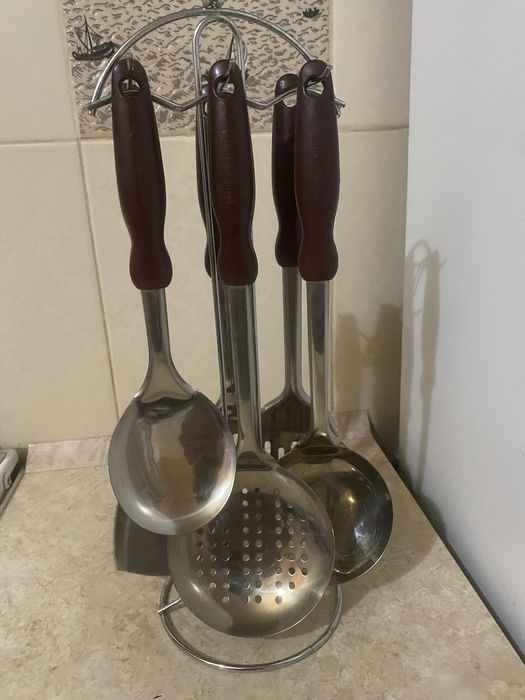 Набор поварешек половник шипцы лопатка сталь