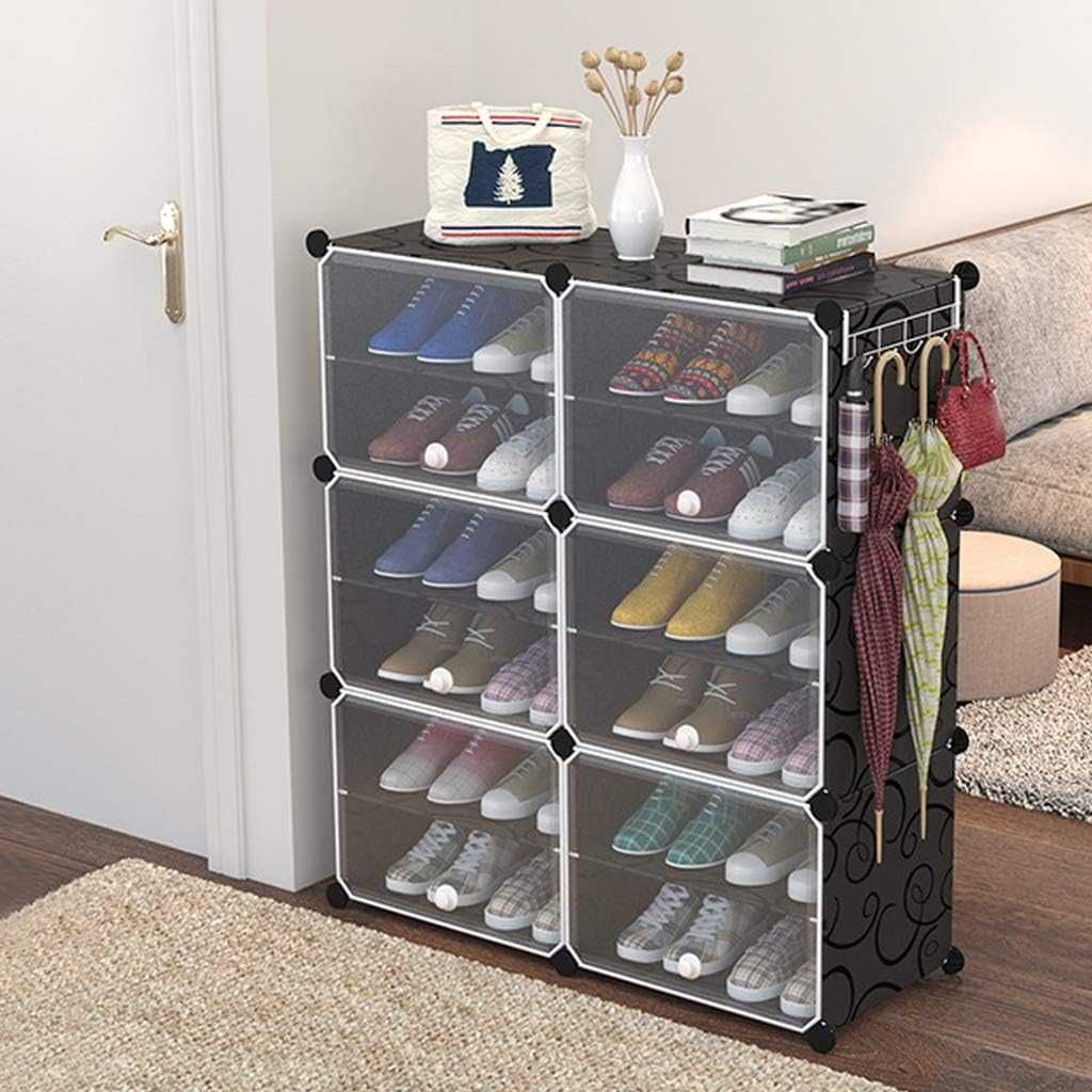 Dulap pentru pantofi modular 6 rafturi 3 sertare ferestre transparente