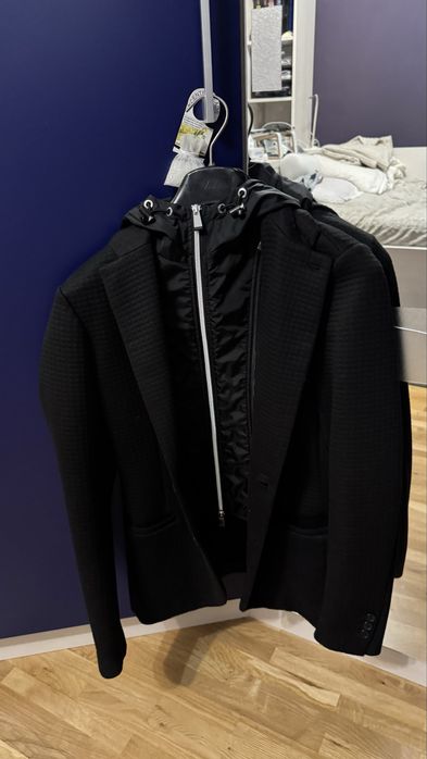Blazer Armani Exchange negru cu gluga detasabila