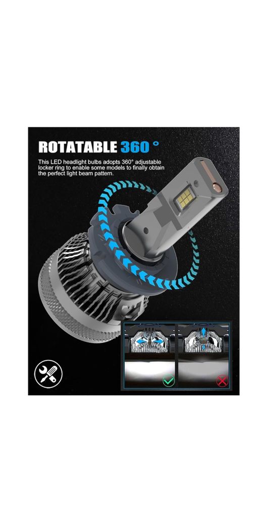 LED крушки H7 6500K 8000Lm – Premium комплект, IP68, Canbus