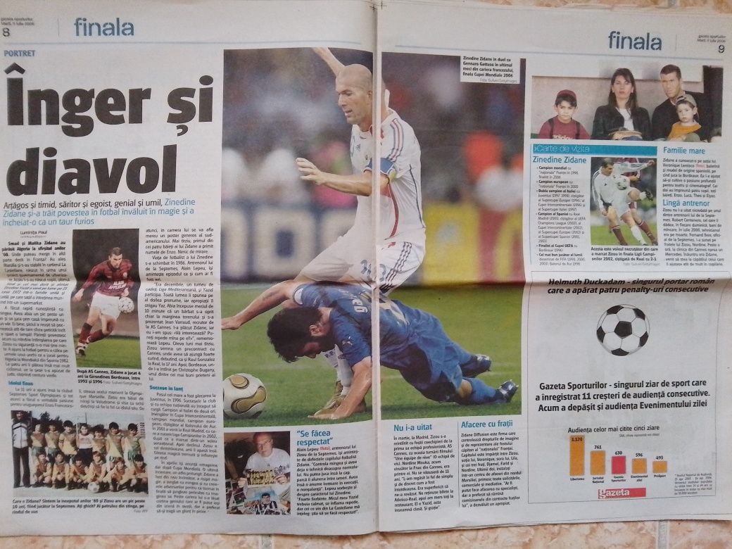 Vând ziar Gazeta finala C.M.2006 Italia-Franta