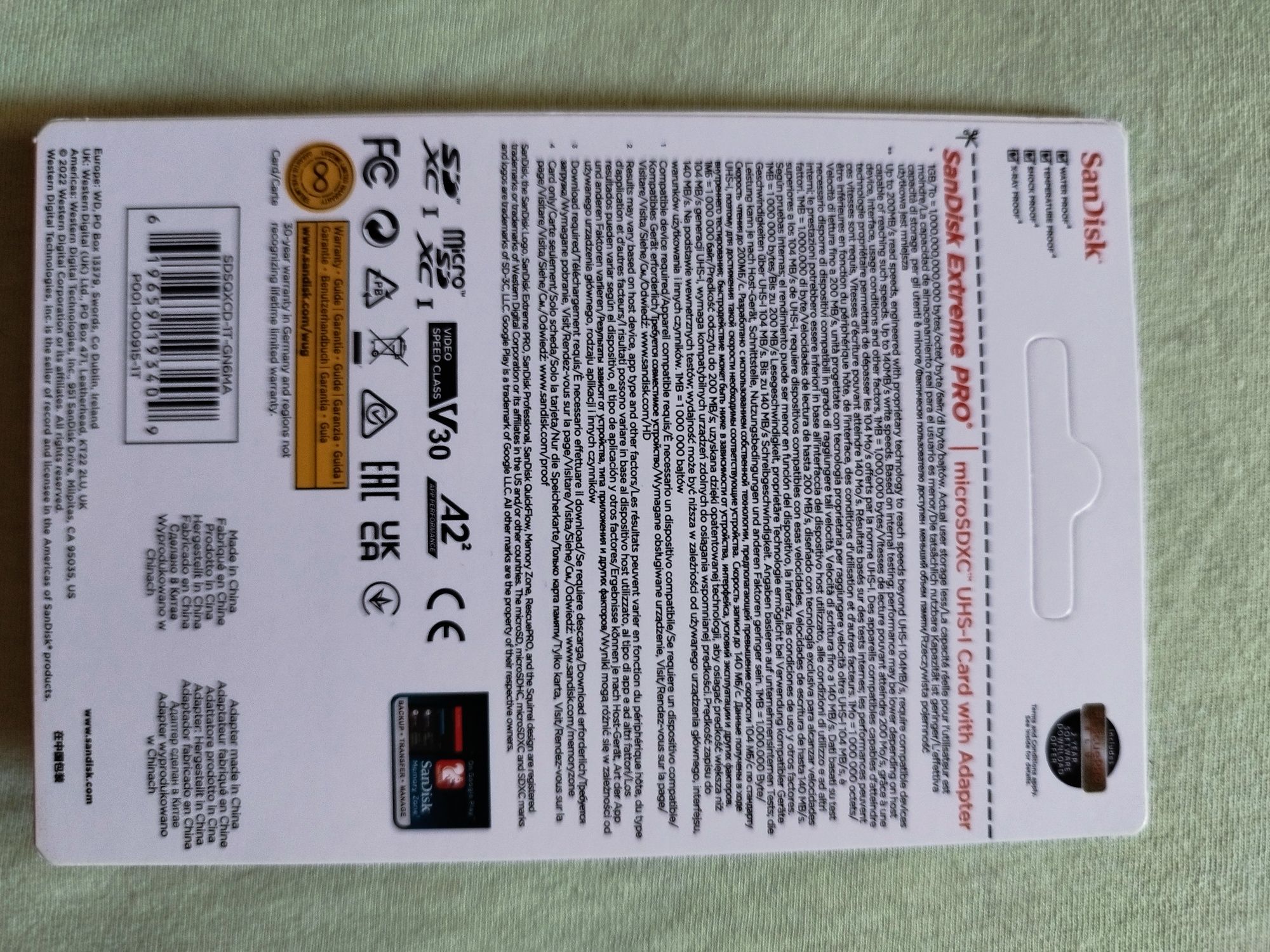 Карта памет SanDisk Extreme PRO microSDXC 1TB, До 200MB/s & 140MB/s Re