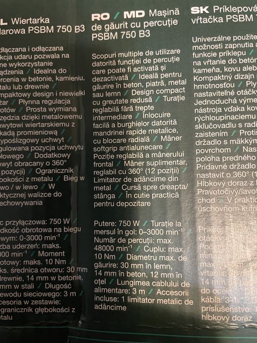 Parkside bormasina cu percutie PSBM 750W