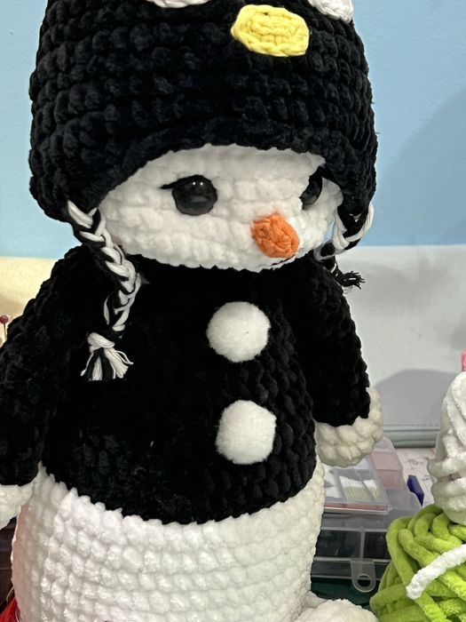 Ръчно изработен Снежко- зимна декорация