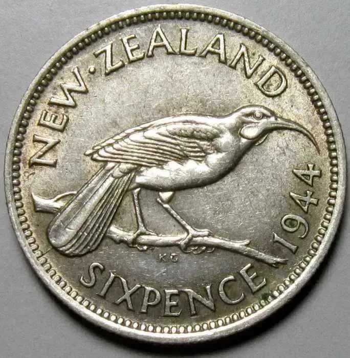 Moneda din argint sixpence Noua Zeelanda an 1944