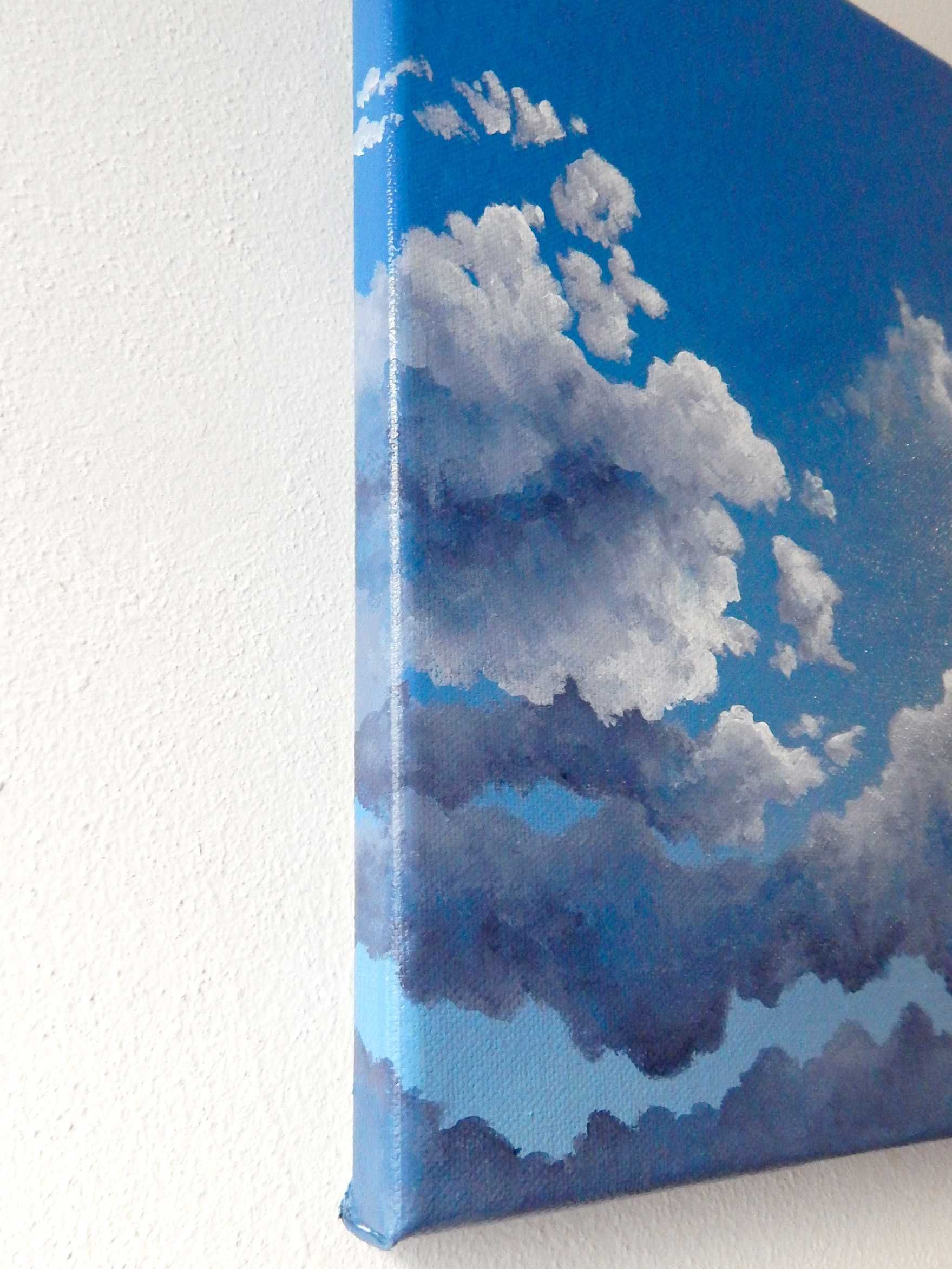 Картина "Бели облаци" - акрил, 30х25см