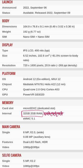 Xiaomi Redmi A1, stare excelenta