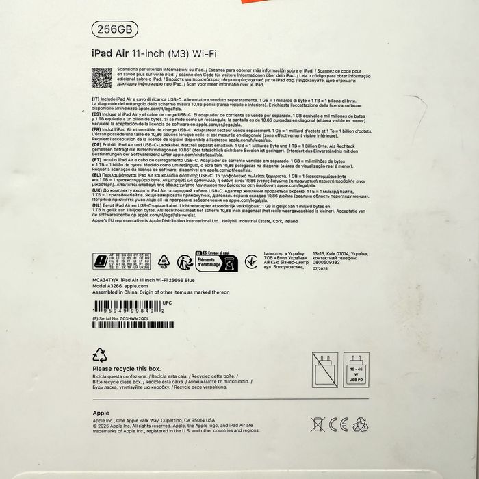 Apple iPad Air 11-inch M3 Wi-Fi 256GB Blue
