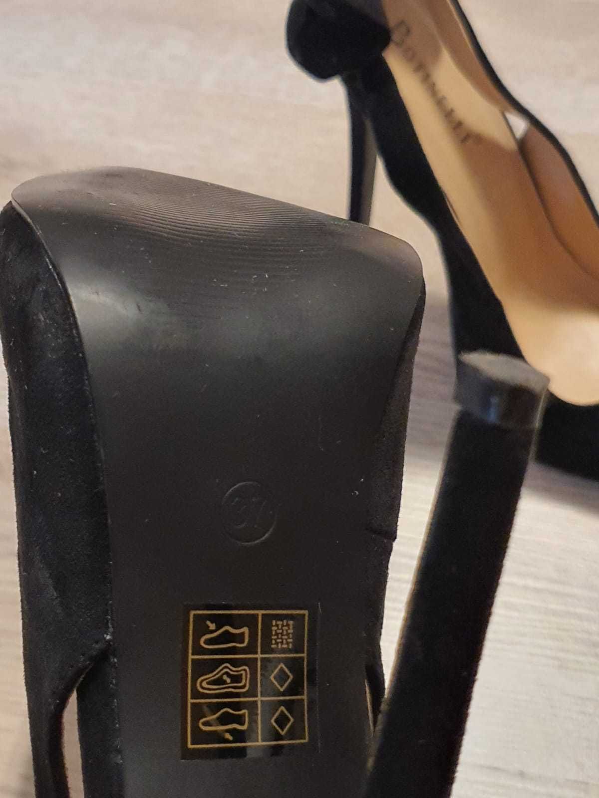 Pantofi stiletto, negri, catifea, mărimea 37