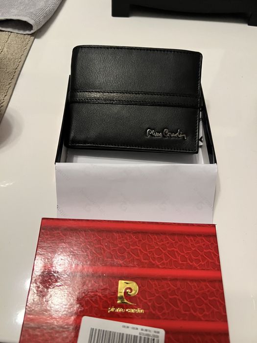 Portofel Pierre Cardin piele naturala pliabil cu multiple buzunare,nou