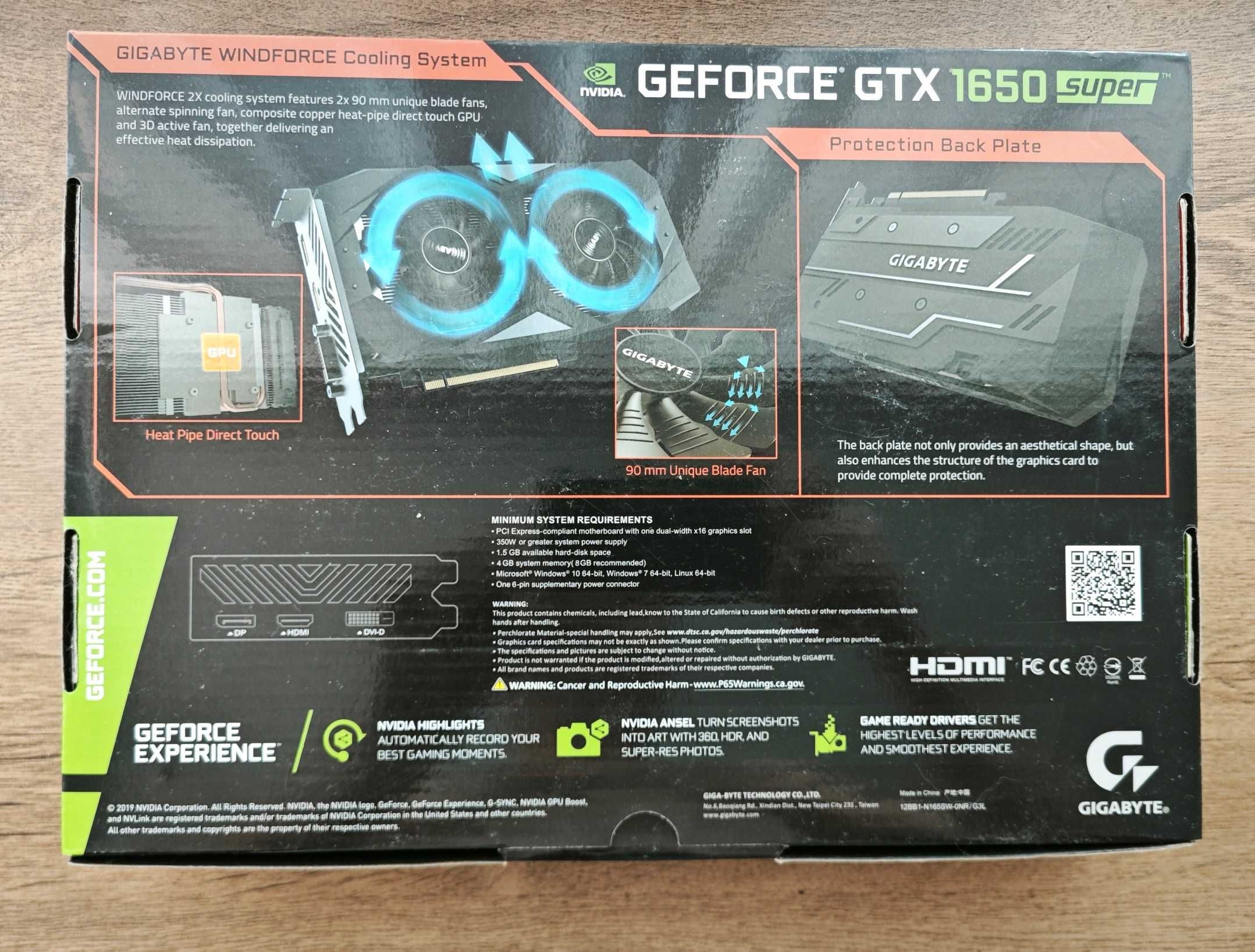 Gigabyte GeForce GTX 1650 Super WINDFORCE OC, 4GB, GDDR6, 128-bit