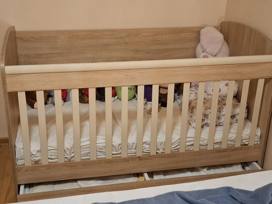 Детска кошара дървена 144х74 с матрак