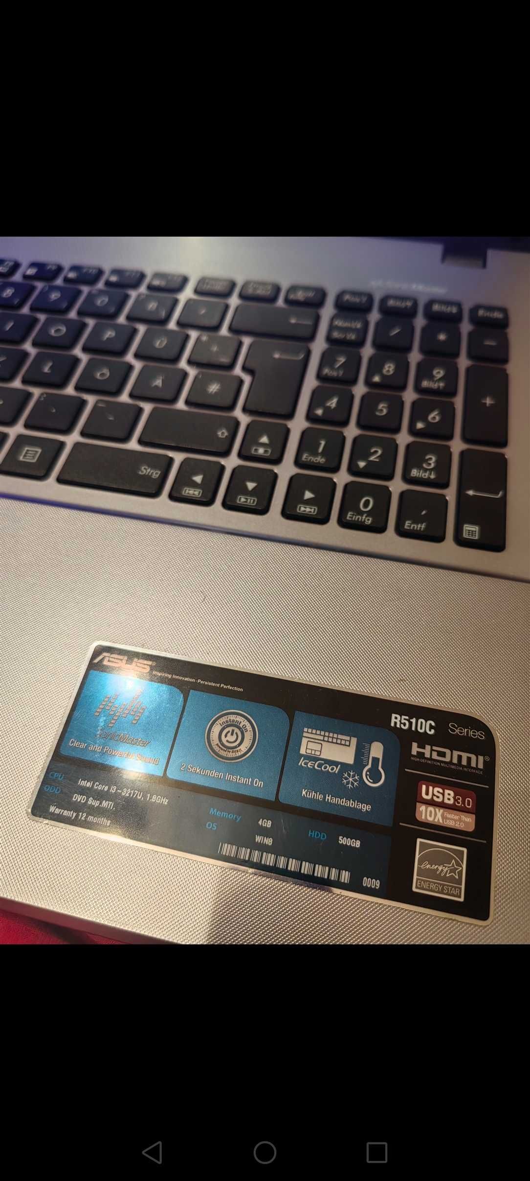 Лаптоп Asus R510C /128SSD/8RAM/I3/