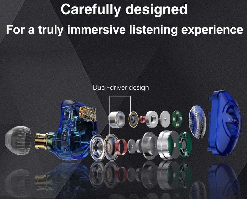 Новые запечатанные проводные наушники TRN MT4PRO 2DD цвет Silver HI-FI