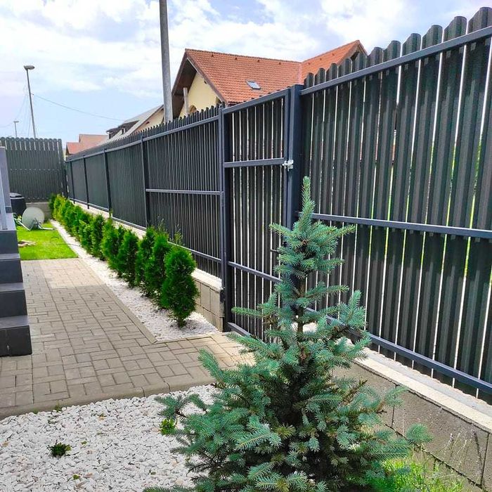 Garduri din sipca metalica, panou stil jaluzele, BCA, tabla si plasa