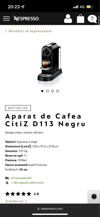 Expresor Nespresso Citiz D113 negru