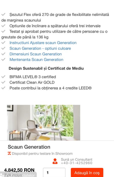 Vand Scaun birou Generation