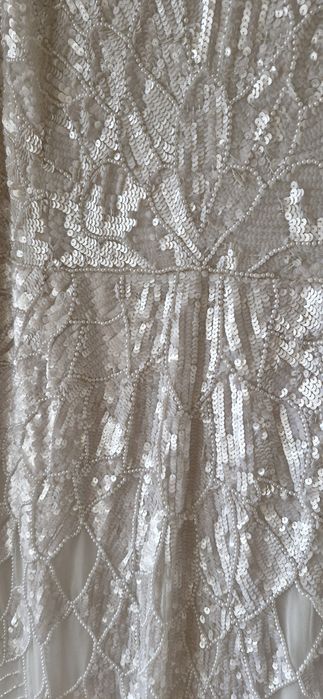 Официална рокля с пайети и перли голям размер