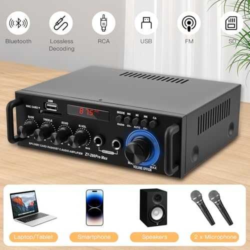 Нов Компактен Hi-Fi Bluetooth усилвател 2x60W с USB, SD и оптичен вход