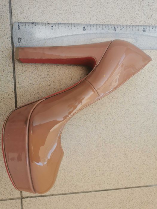 Pantofi piele platforma nude