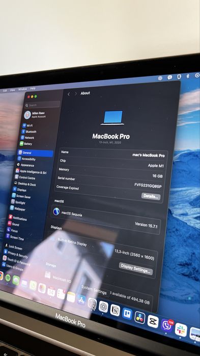 13" Macbook Pro M1 16GB, 512GB