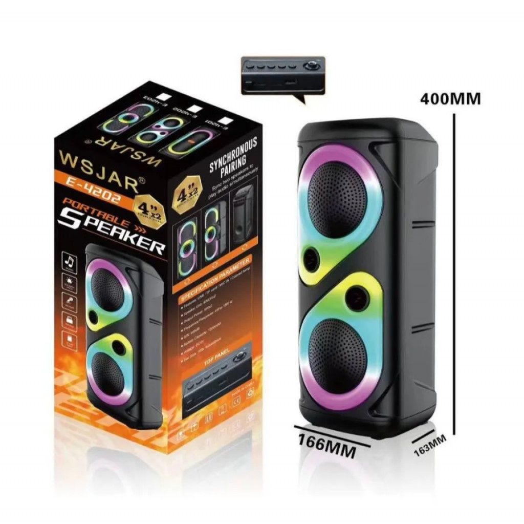 Преносим високоговорител WSJAR E-4202 с мощен бас, RGB осветление и Bl