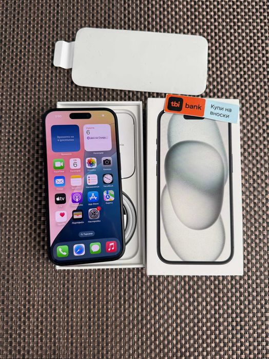 НОВ!! 128гб iPhone 15 Лизинг от 40лв/мес/ Black ГАРАНЦИЯ черен