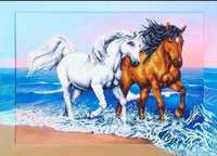 Картина "Бегущие по волнам" (лошади) Подарок на наурыз