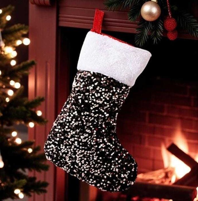 IVI Новогодний носок для подарков с пайетками JS-1559 40 см