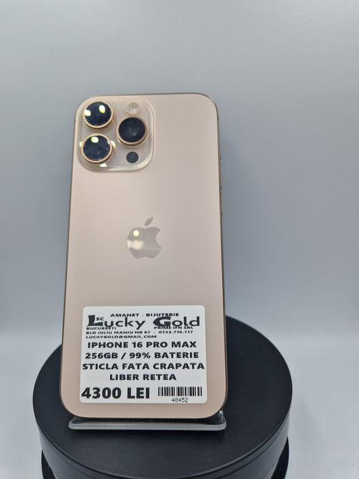 Iphone 16 Pro Max 256GB / 99% Baterie Ecran Fisurat #48452