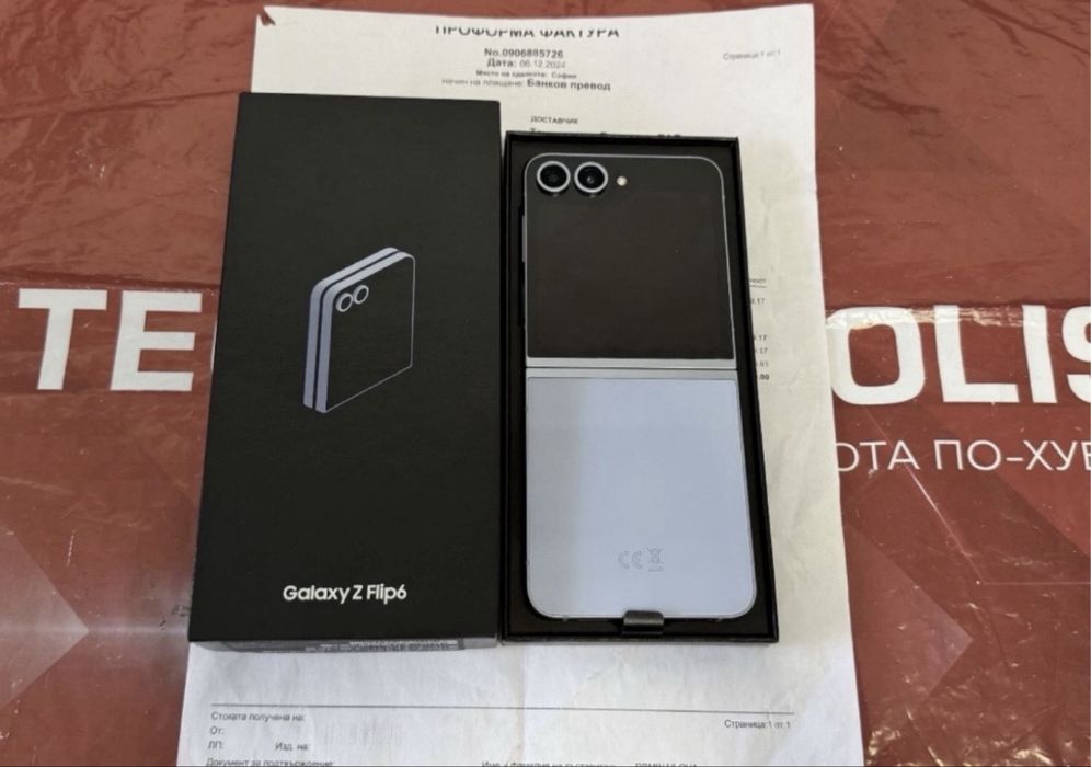 КАТО НОВ 512GB Samsung Z Flip 6 Технополис Гаранция 2026 Blue / Син