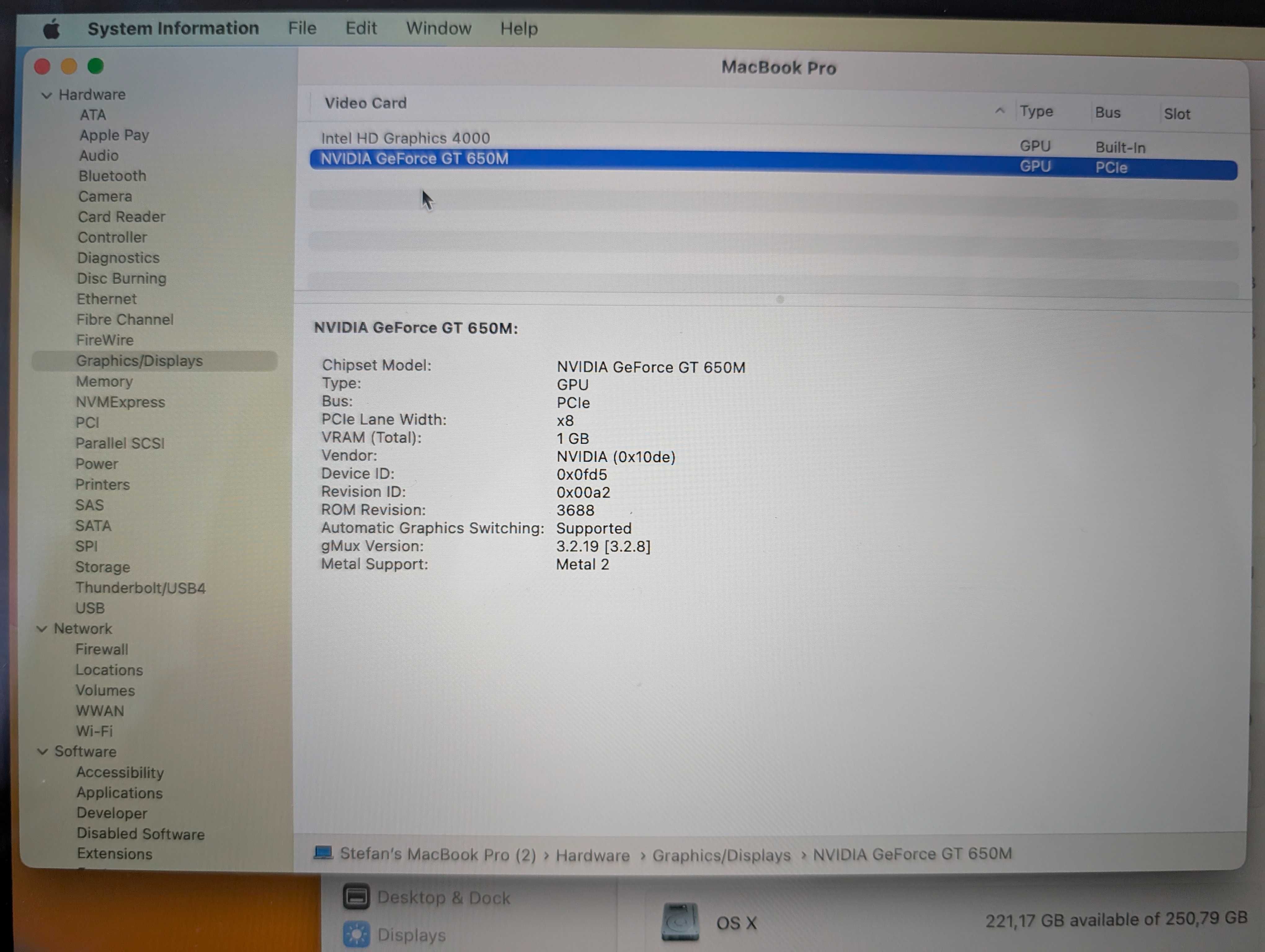 MacBook Pro 15, 2013, i7 2.4, 16GB RAM, 256SSD, NVIDIA GT 650M 1GB