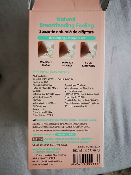 Pompă de sân electrică cu acumulator