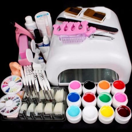 Kit Manichiura Set Unghii False Gel uv Lampa 48w 12 GELURI COLOR