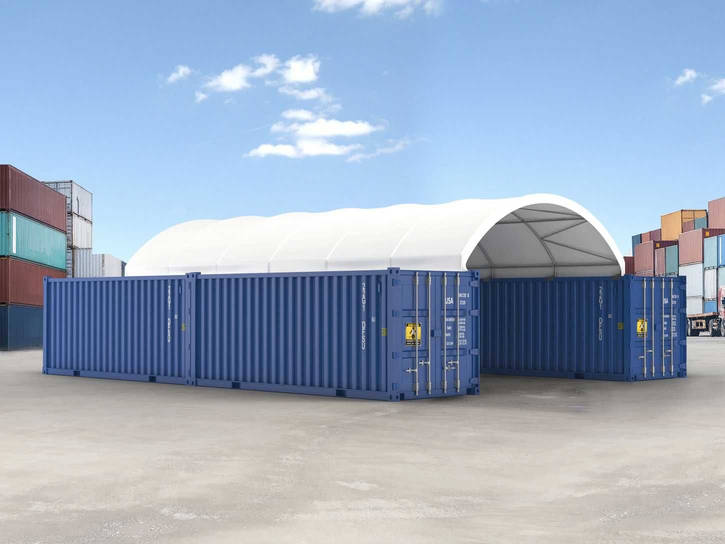 8x12 m Cort Acoperis Container Industrial PVC 720g/m2 alb, verde, gri